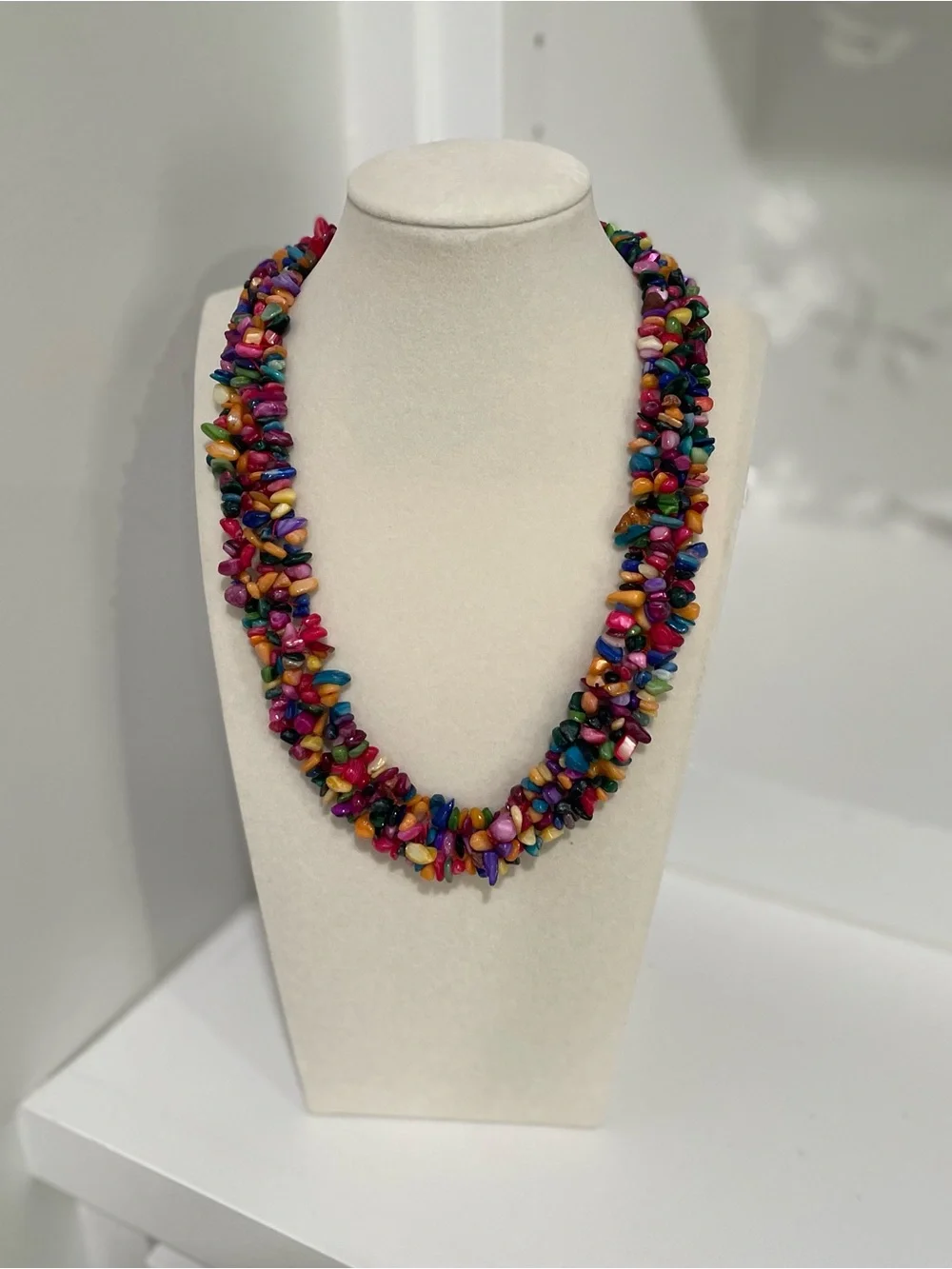 Colorful Stone Necklace Beach Jewelry Vacation Boho Festival Summer Statement